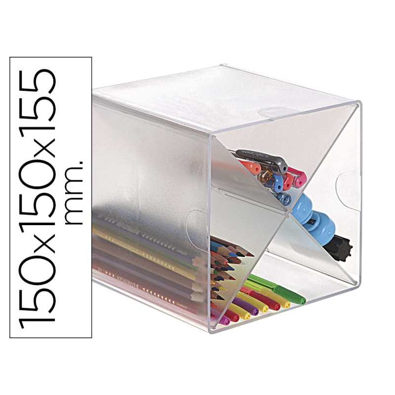 Archicubo archivo 2000 aspa organizador modular apilable plastico 150x150x150 mm incluye dos clips sujecion