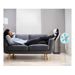 Ventilador blaupunkt pie base redonda 5 aspas 3 velocidades altura regulable con mando distancia+temporizador 45w