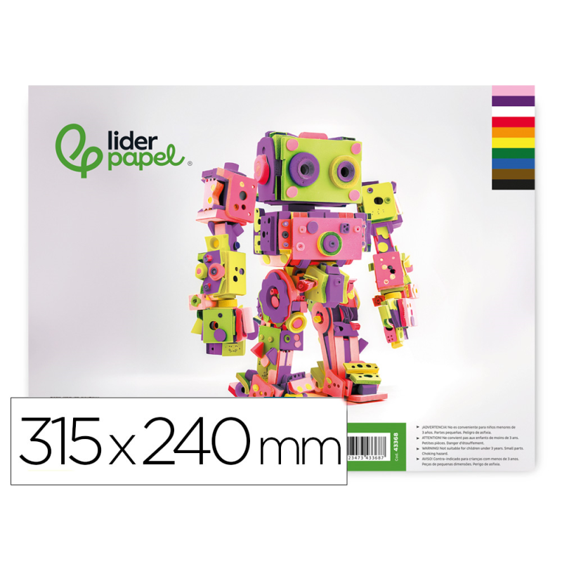 Bloc trabajos manuales liderpapel goma eva 240x315mm 10 hojas colores surtidos