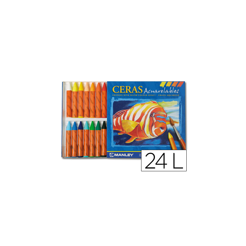 Lapices cera manley acuarelable caja de 24 unidades colores surtidos