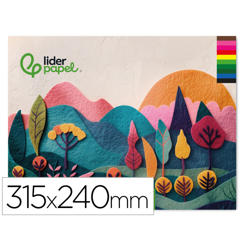 Bloc trabajos manuales liderpapel fieltro 240x315mm 10 hojas colores surtidos