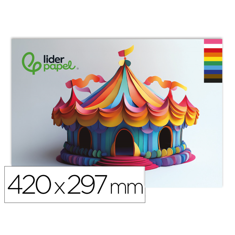 Bloc trabajos manuales liderpapel cartulina 297x420mm 10 hojas colores surtidos
