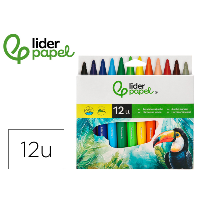 Rotulador liderpapel jumbo caja de 12 unidades colores surtidos