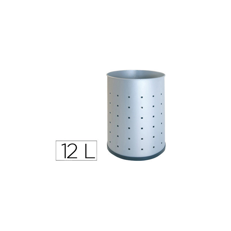 Papelera metalica 101-r plateada pintada perforada 315x215 mm