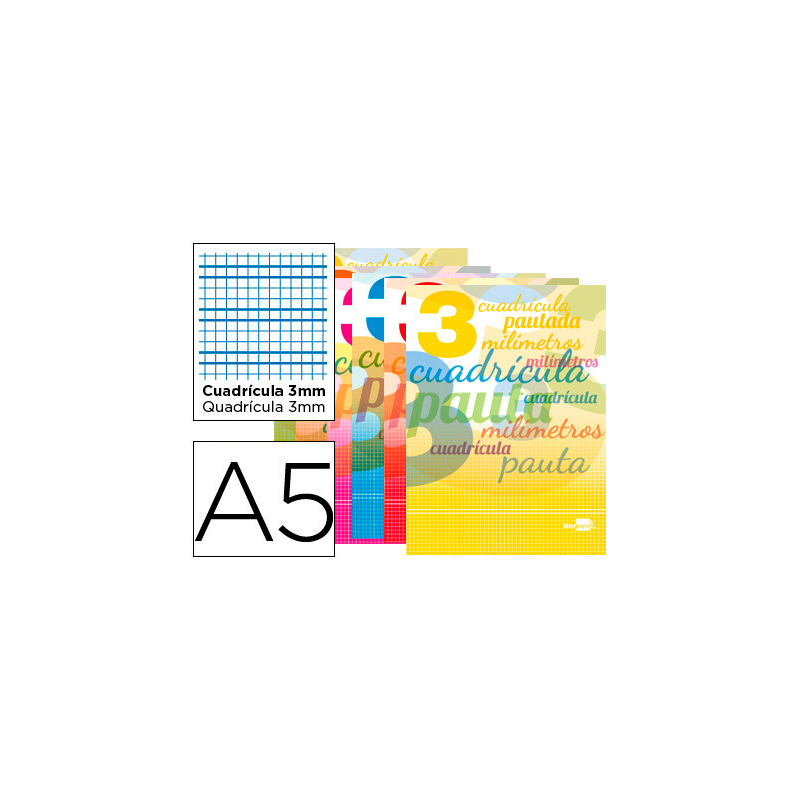 Libreta liderpapel pautaguia tapa cartoncillo 32 hojas din a5 70gr cuadriculado pautado 3 mm con margen