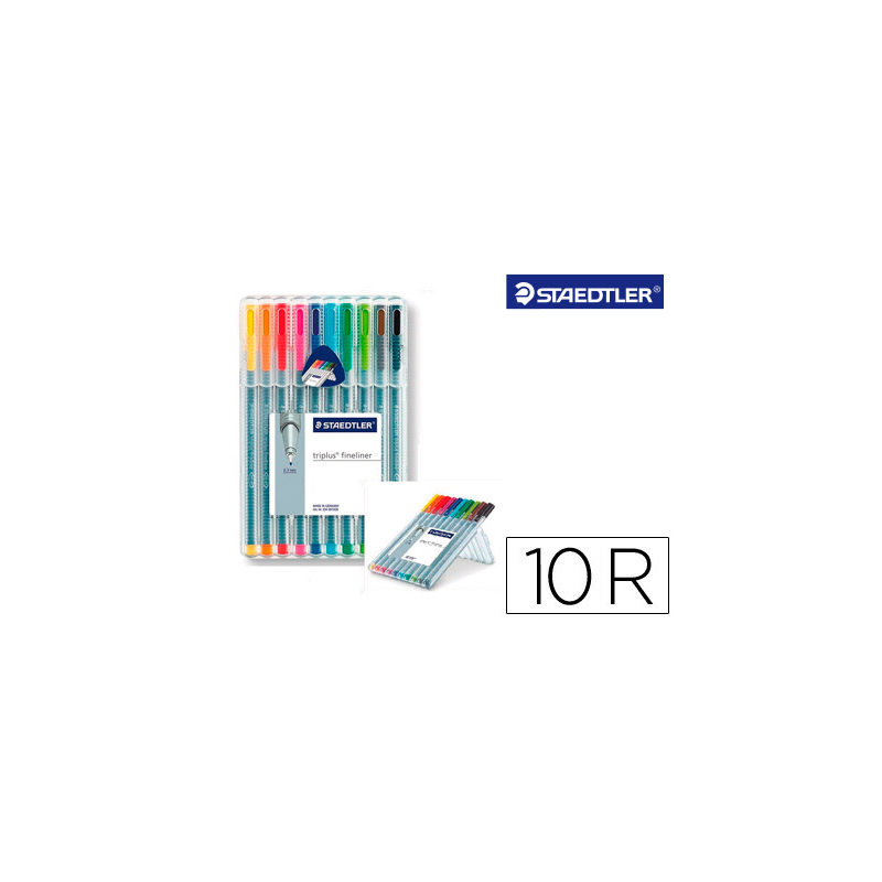 Rotulador staedtler triplus fineliner 334 estuche de 10 unidades colores surtidos