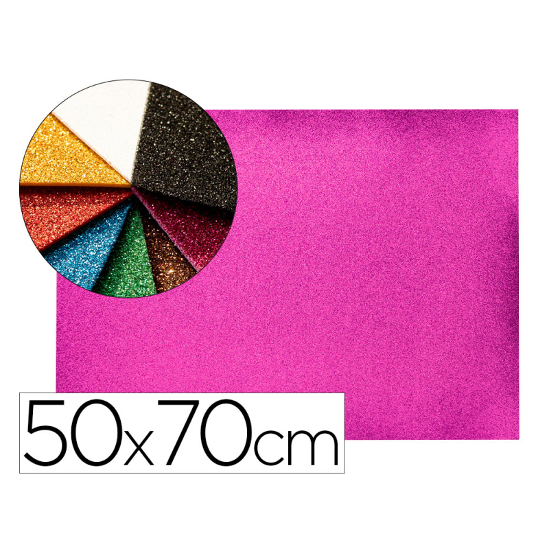 Goma eva con purpurina biodegradable liderpapel 50x70cm 60g/m2 espesor 2 mm violeta