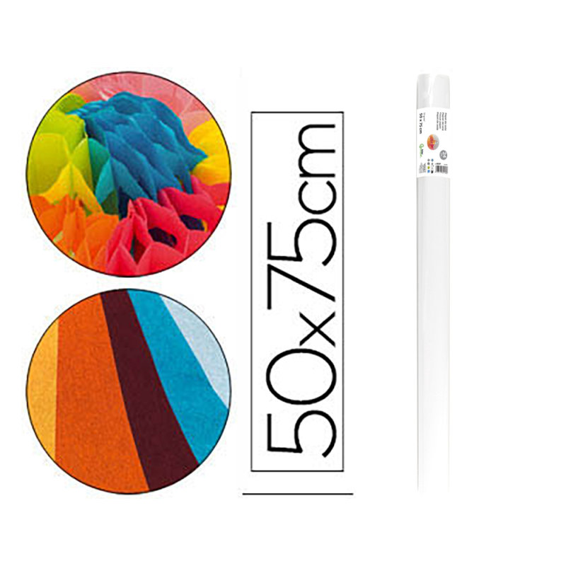 Papel seda liderpapel blanco 17g/m2 rollo de 24 hojas 50x75cm