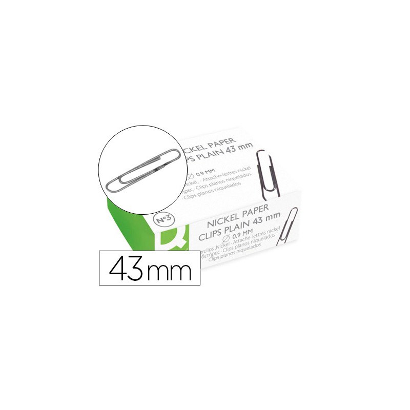 Clips niquelados q-connect nº3 43 mm caja de 100 unidades