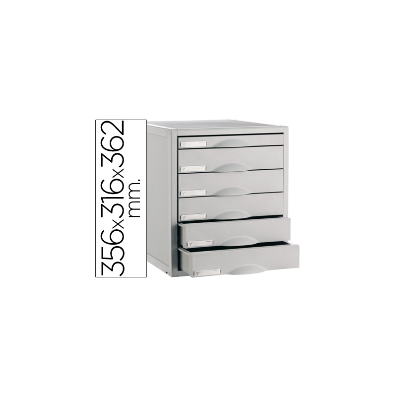 Fichero cajones de sobremesa 8206c 356x316x362 mm 6 cajones color gris