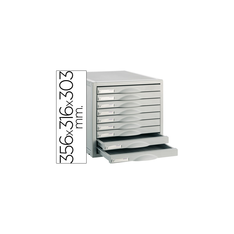 Fichero cajones de sobremesa 8409c 356x316x303 mm 9 cajones color gris
