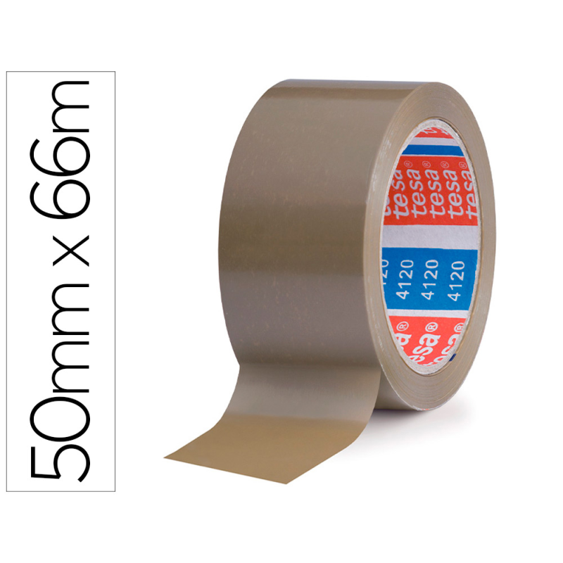 Cinta adhesiva tesa pvc color marron 66 mt x 50 mm para embalaje
