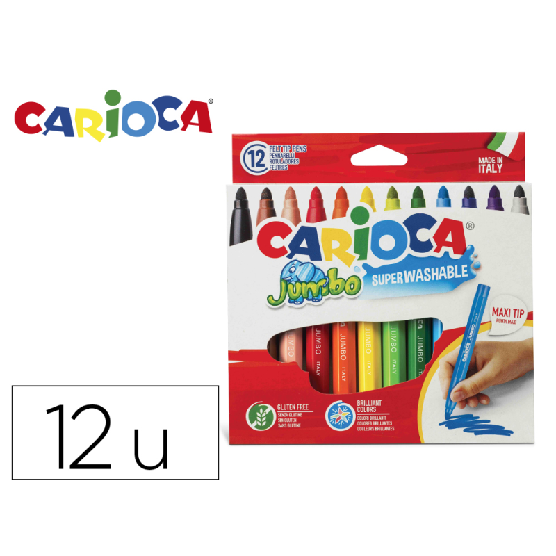 Rotulador carioca jumbo punta gruesa estuche de 12 unidades colores surtidos