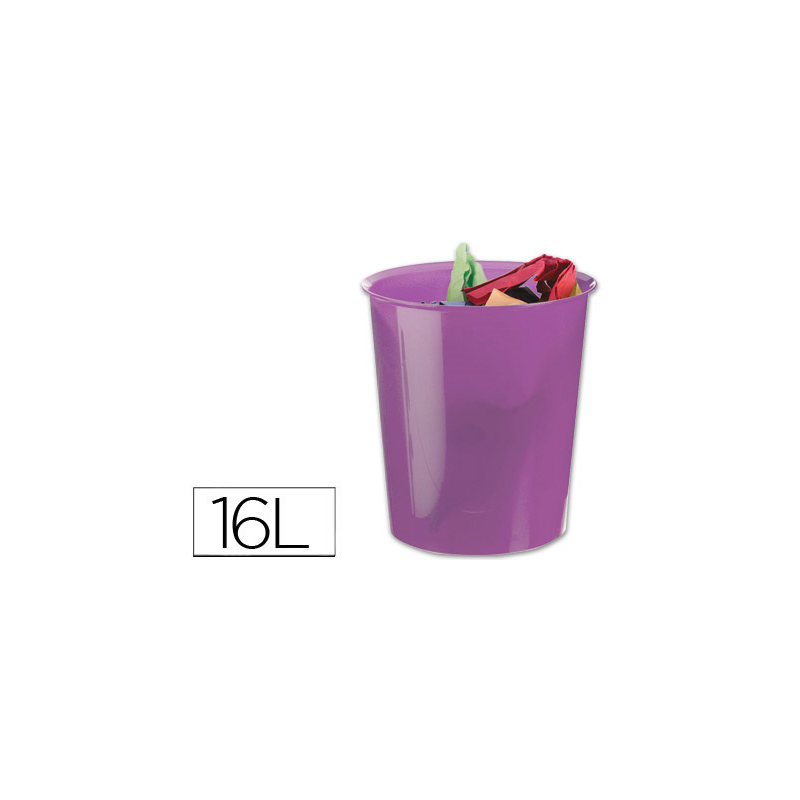 Papelera plastico archivo 2000 violeta translucido 16 litros 290x310 mm