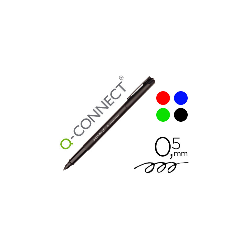 Rotulador q-connect retroproyeccion punta fibra super fina redonda 0,5 mm permanente bolsa 4 rotuladores