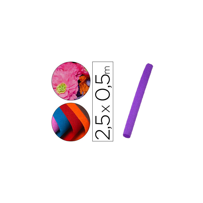 Papel crespon liderpapel rollo de 50 cm x 2,5 m 85g/m2 morado