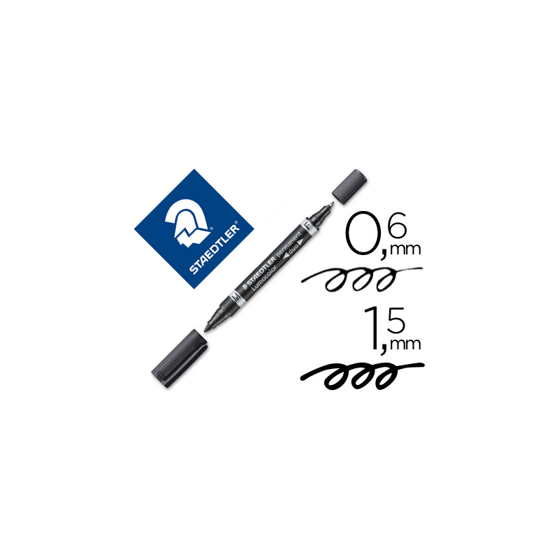 Rotulador staedtler lumocolor permanente duo 348 negro punta f 0,6 mm punta m 1,5 mm