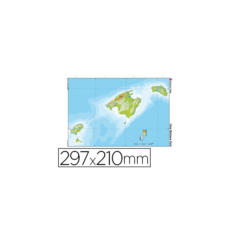 Mapa mudo color din a4 islas baleares fisico