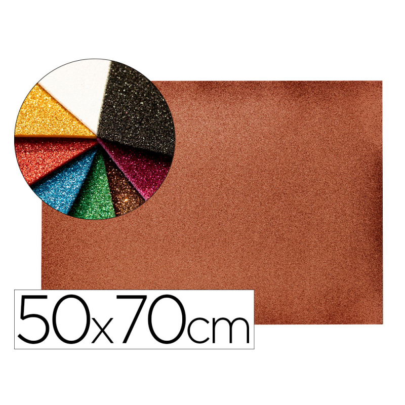 Goma eva con purpurina biodegradable liderpapel 50x70cm 60g/m2 espesor 2 mm marron