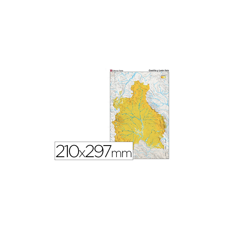 Mapa mudo color din a4 castilla-leon fisico