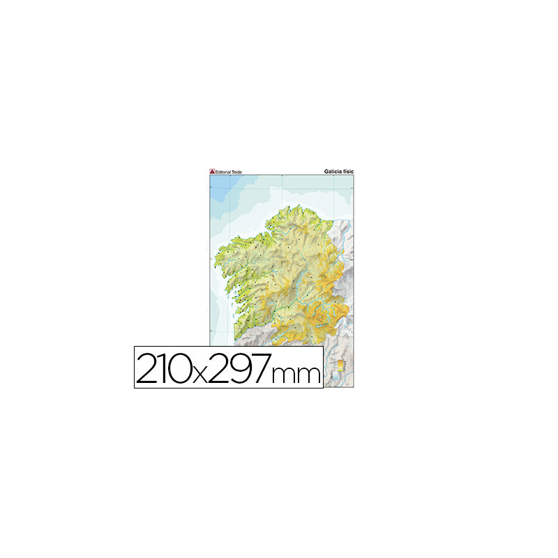 Mapa mudo color din a4 galicia fisico