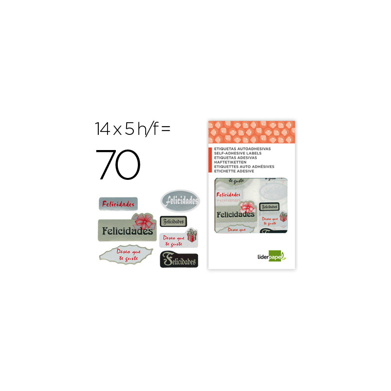 Etiqueta liderpapel adhesiva felicidades / deseo que te guste sobre de 70 unidades