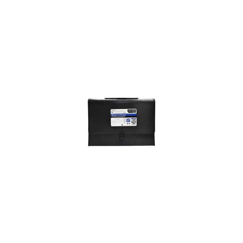 Maletin clasificador office box polipropileno con asa 24 separadores negro