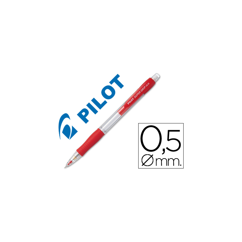 Portaminas pilot super grip rojo 0,5 mm sujecion de caucho