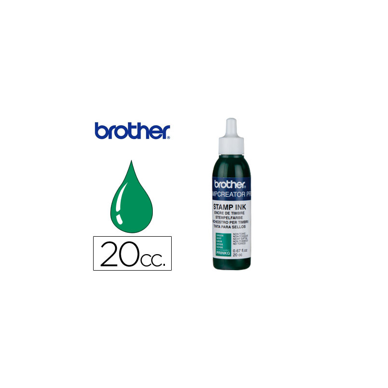 Tinta brother para sellos automaticos color verde bote de 20 cc