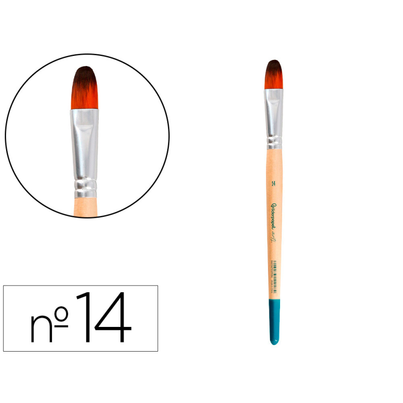 Pincel para pintura acrilica y acuarela liderpapel n 14 punta filbert / lengua gato de pelo sintetico certificado