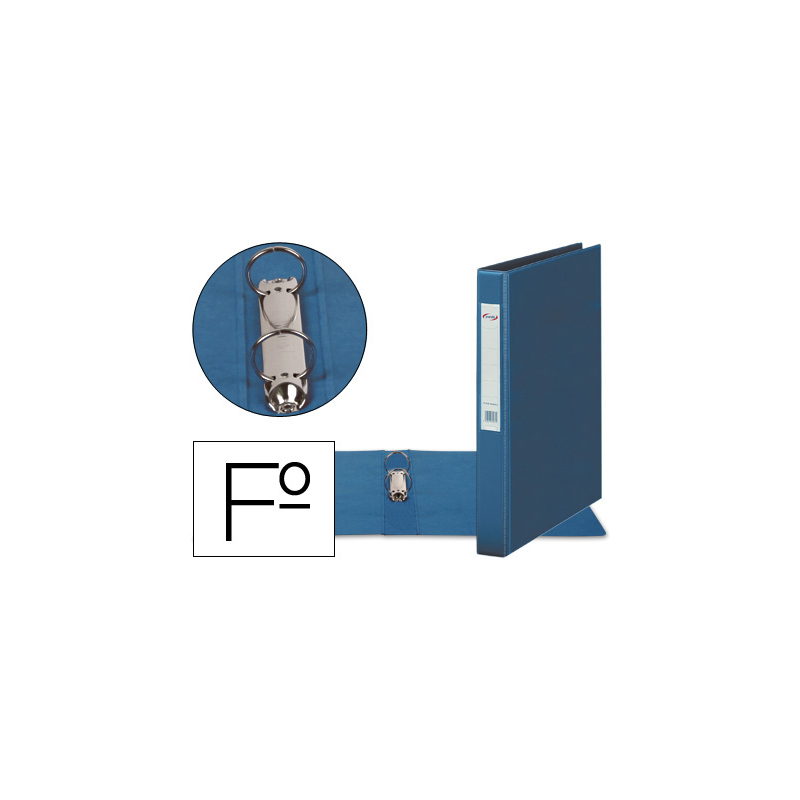 Carpeta 2 anillas 40 mm plastico pardo folio azul