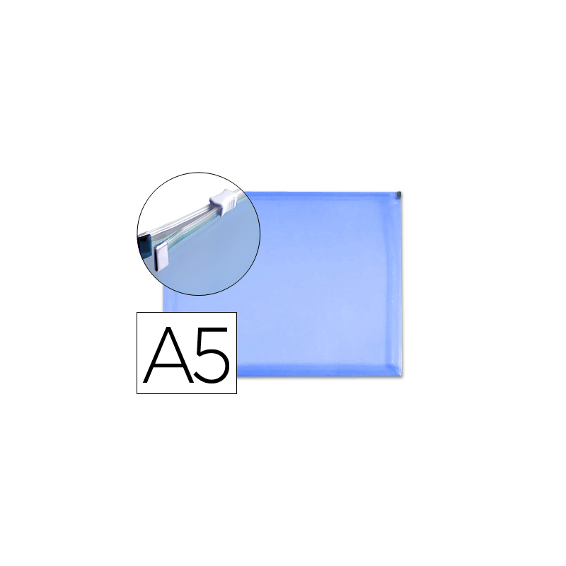 Carpeta dossier liderpapel a5 cierre de cremallera azul