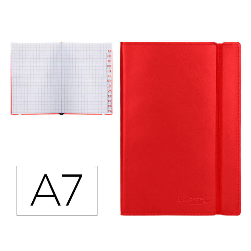 Libreta indice liderpapel similpiel a7 120 hojas 70gr color rojo