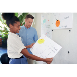 Pizarra blanca nobo modular sin marco acero magnetica 600x450 mm