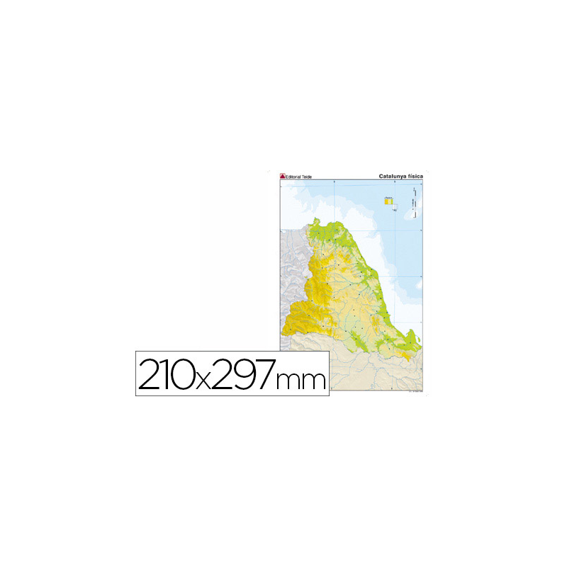 Mapa mudo color din a4 cataluña fisico