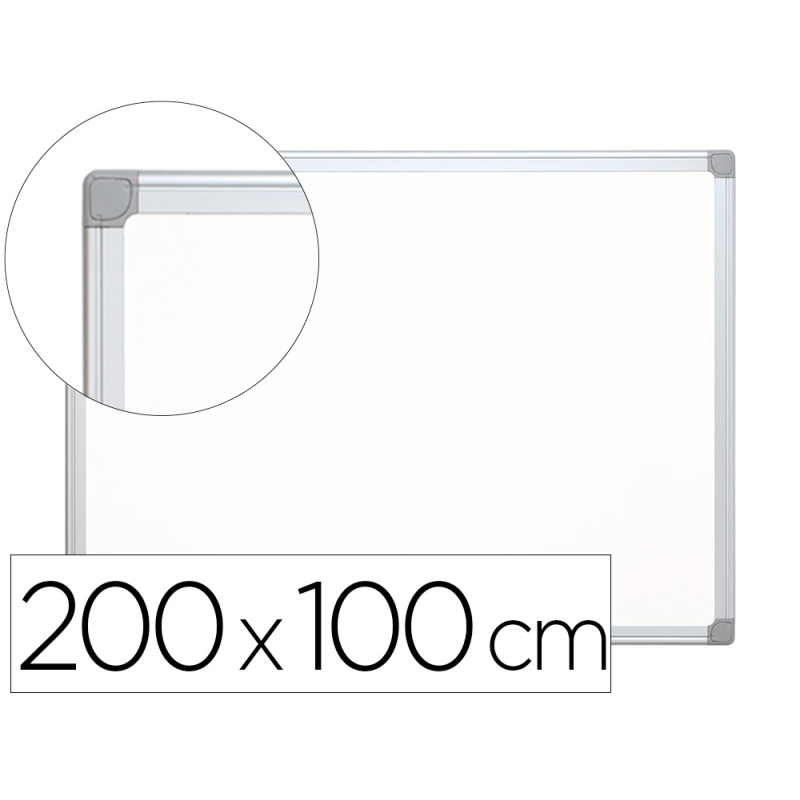 Pizarra blanca q-connect laminada marco de aluminio 200x100 cm