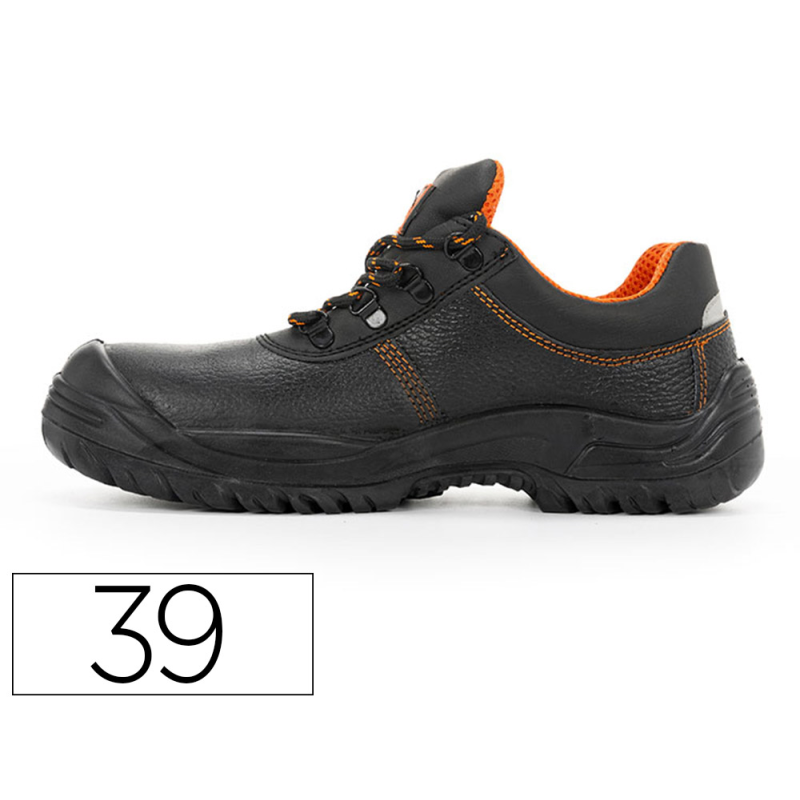 Zapatos de seguridad safetop oratio cuero grabado suela de acero antiperforacion s3 sr talla 39 color negro