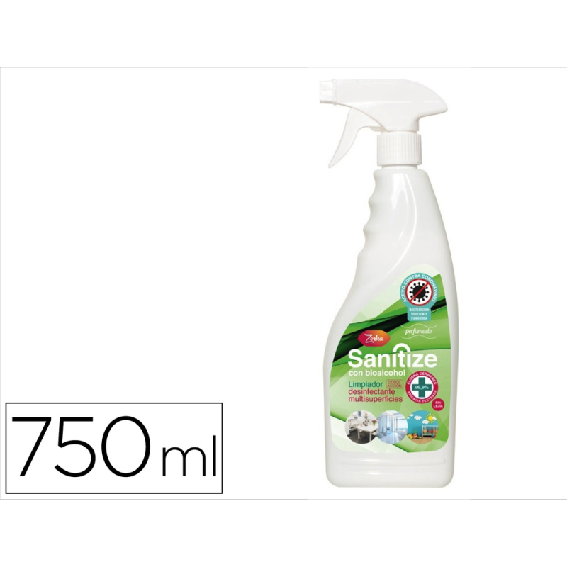 Limpiador desinfectante zorka con bioalcohol con pistola pulverizadora 750 ml