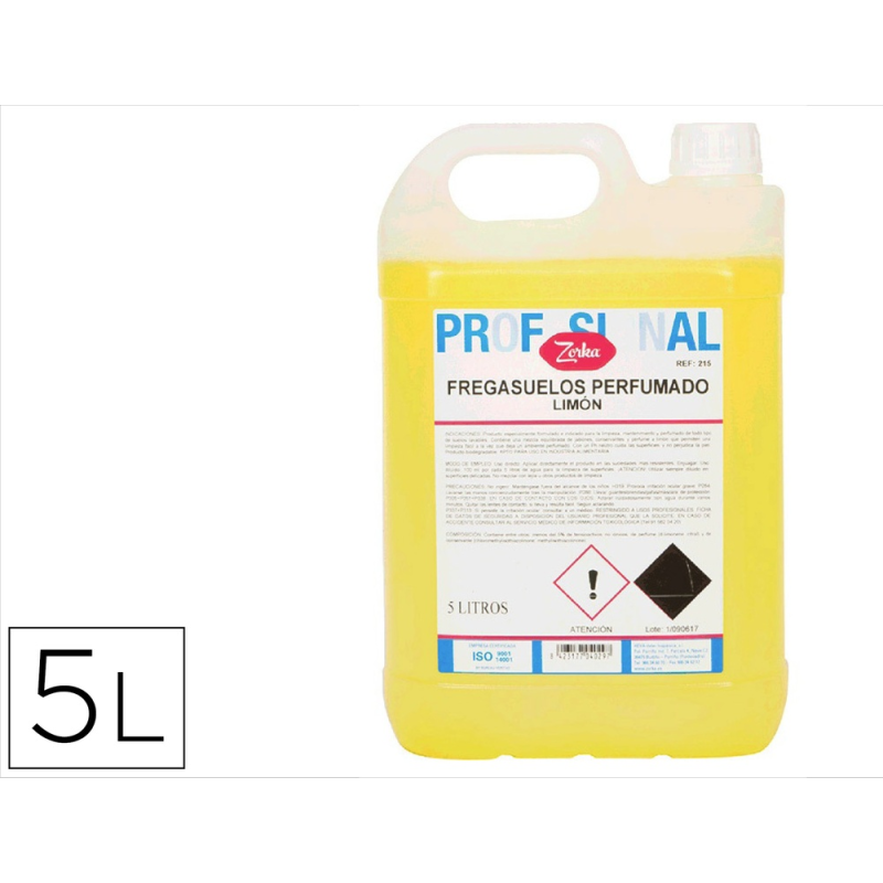 Fregasuelos perfumado zorka limon garrafa 5 litros