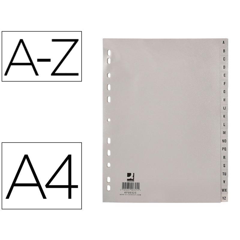 Separador alfabetico q-connect plastico a-z din a4 multitaladro