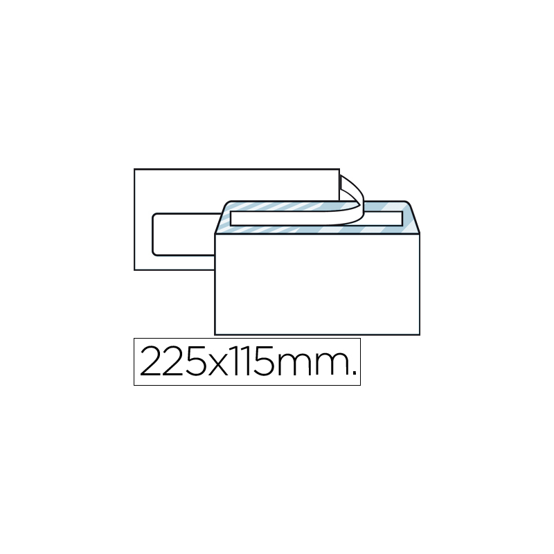 Sobre liderpapel n.6 blanco americano ventana izquierda 115x225 tira silicona open system caja de 500 unidades