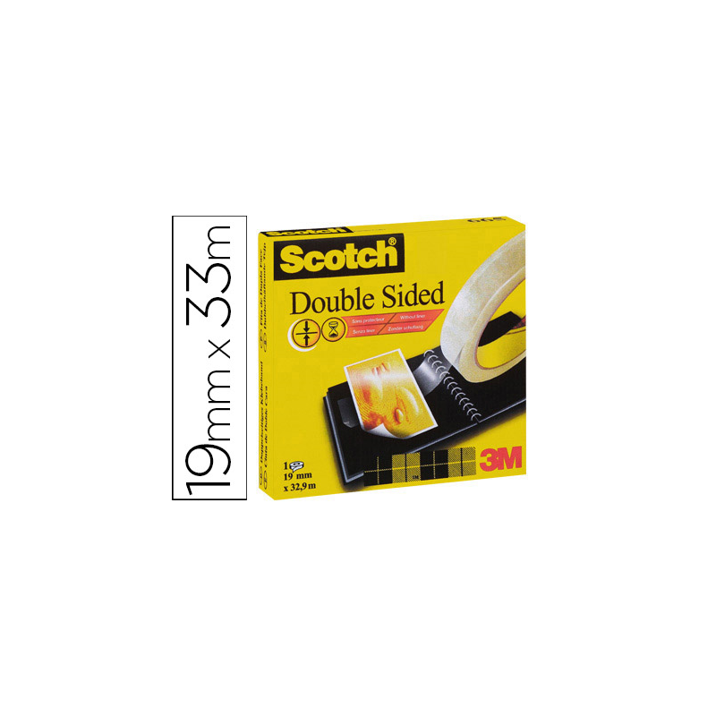 Cinta adhesiva scotch dos caras 33 mt x 19 mm