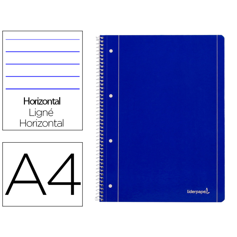 Cuaderno espiral liderpapel a4 micro serie azul tapa blanda 80h 75gr horizontal con ma rgen 4 taladros azul