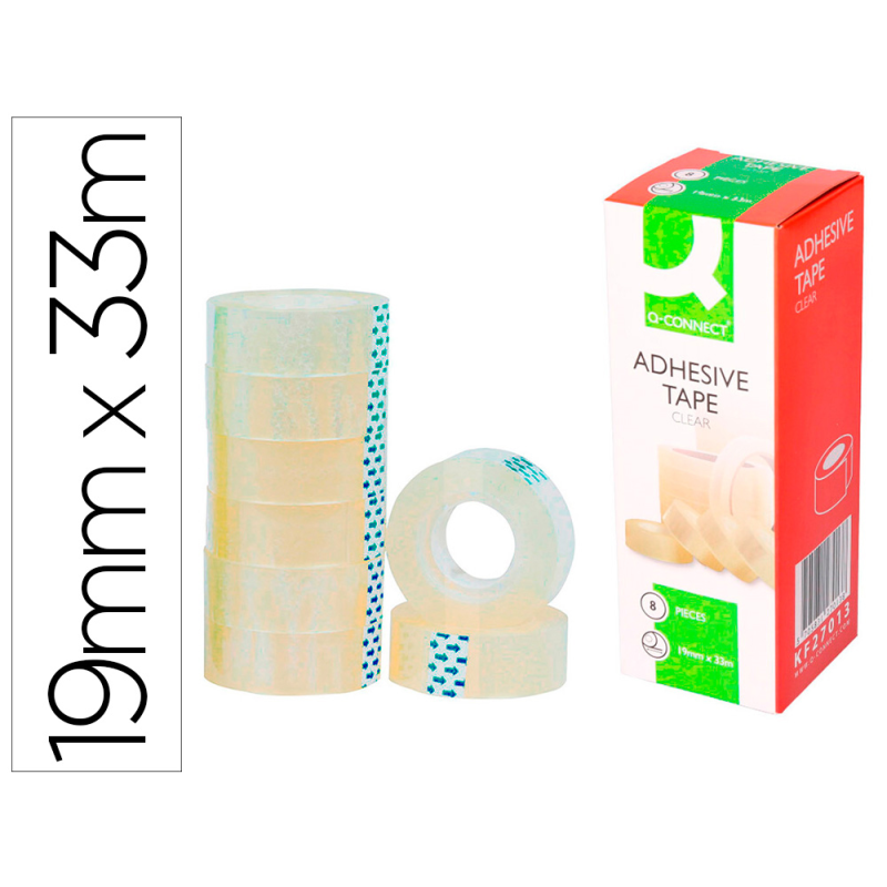 Cinta adhesiva q-connect transparente 33 mt x 19 mm