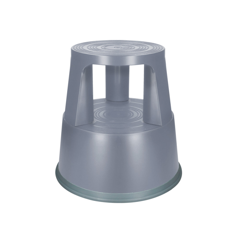 Taburete q-connect ruedas retractiles tres ruedas dos niveles color gris