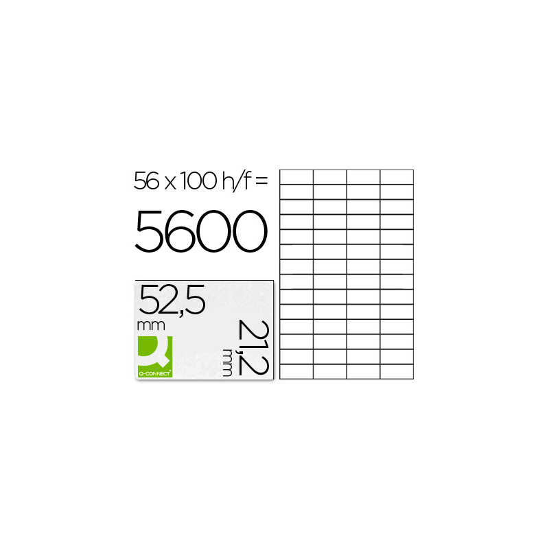 Etiqueta adhesiva q-connect kf10638 tamaño 52,5x21,2 mm fotocopiadora laser ink-jet caja con 100 hojas din a4