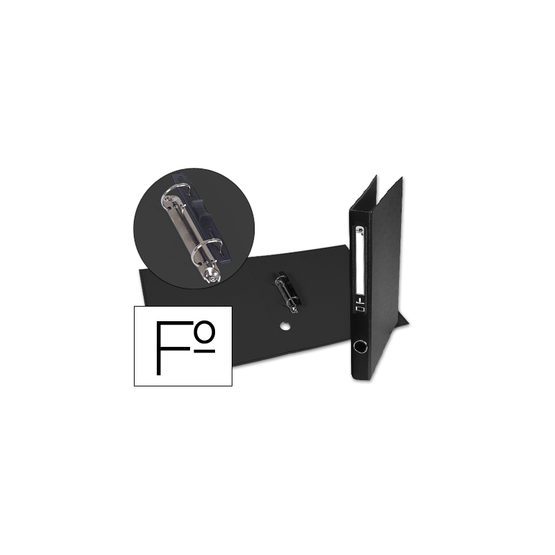 Carpeta de 2 anillas 25mm mixt as liderpapel folio forrado papercoat con ollao y tarjetero color negro