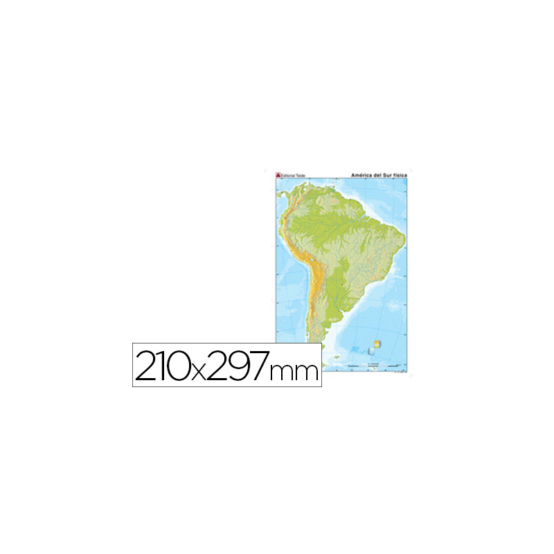 Mapa mudo color din a4 america del sur fisico