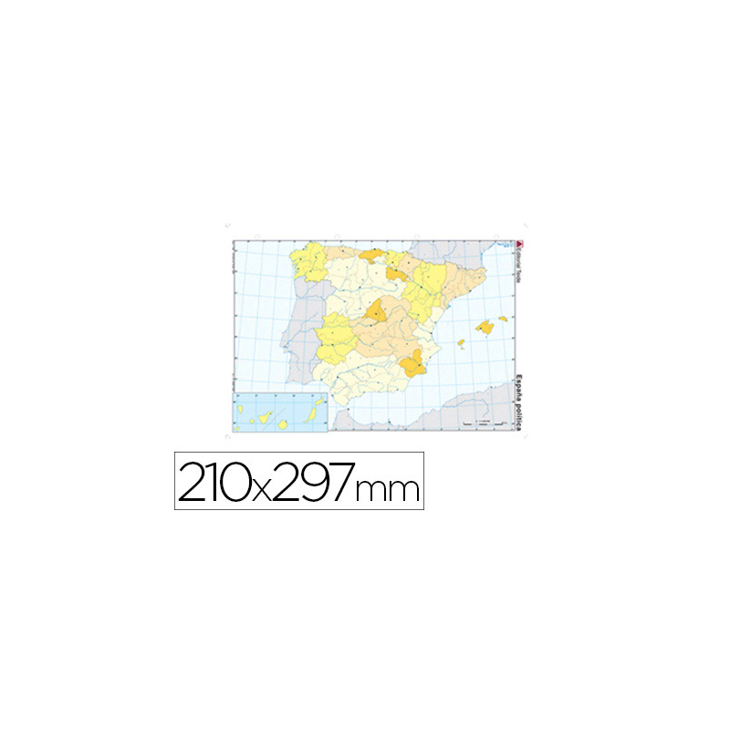 Mapa mudo color din a4 españa politico