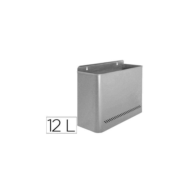 Papelera metalica de pared gris 285x125x325 mm